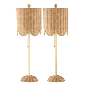 JONATHAN Y coastal lamps brighten bedrooms and entryways.