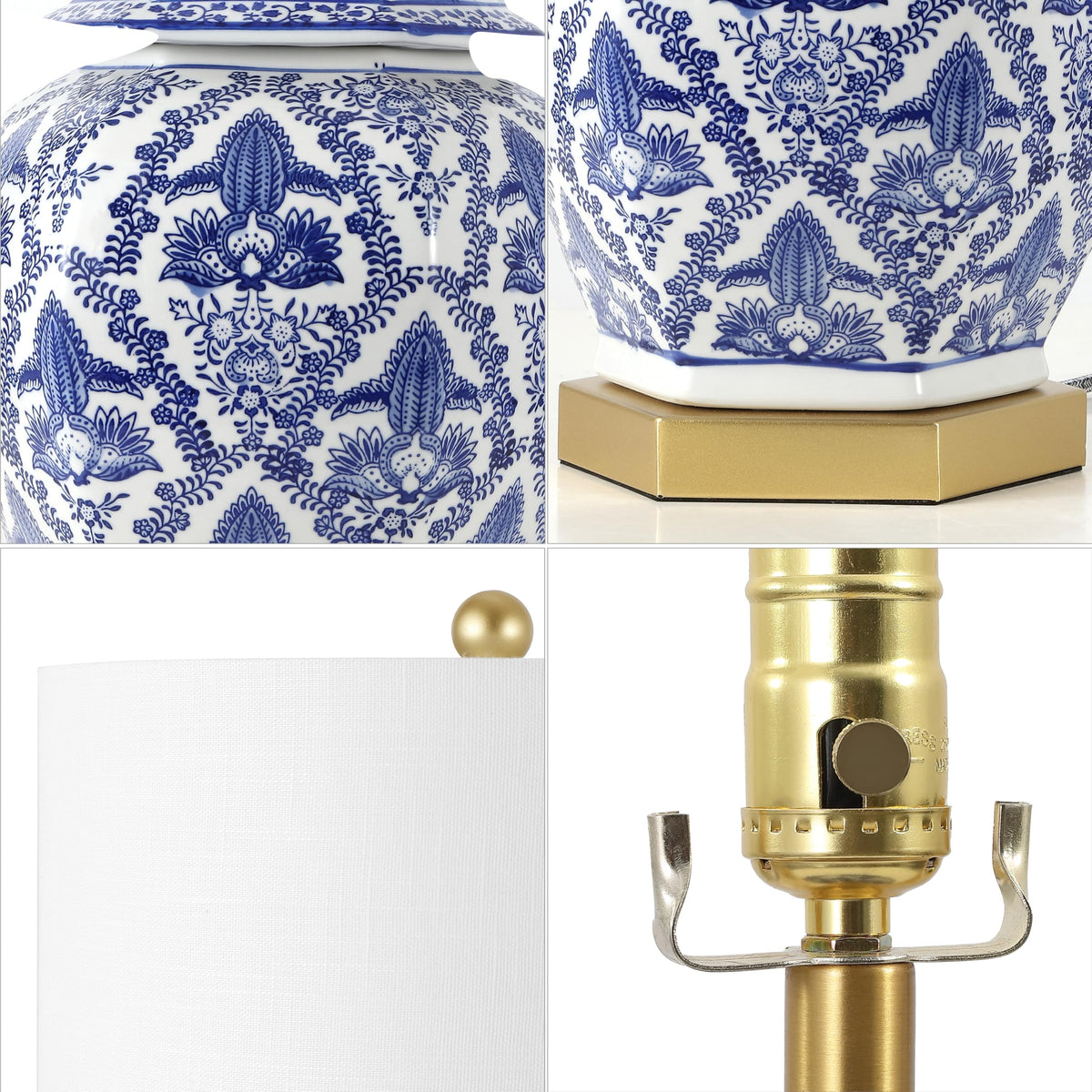 JONATHAN Y blue damask glaze adds timeless elegance to rooms.