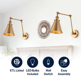 Jonathan Y hardwired wall light set for a clean, modern farmhouse look.