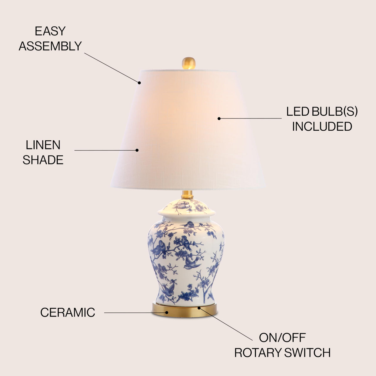 Jonathan Y silk-wrapped cord at the back offers a subtle tactile accent.