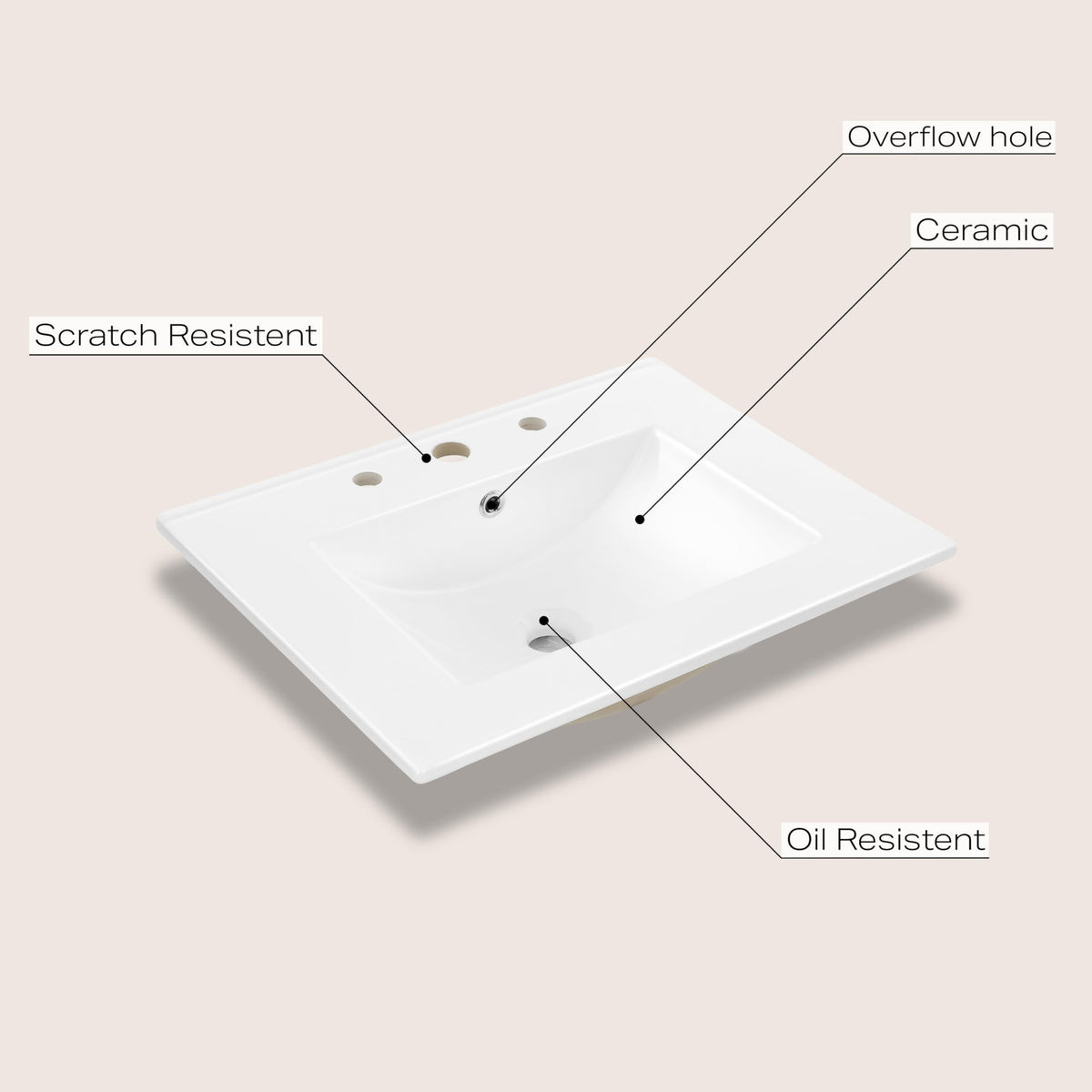JONATHAN Y SNK1001A rectangular white ceramic close-up with classic easy-care surface