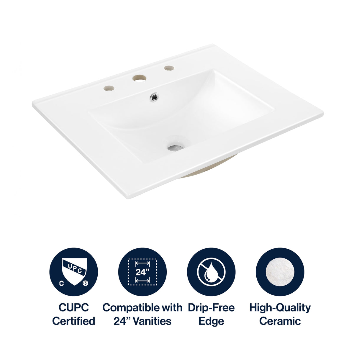 JONATHAN Y SNK1001A vanity-top fit shows seamless integration with 24-inch cabinets
