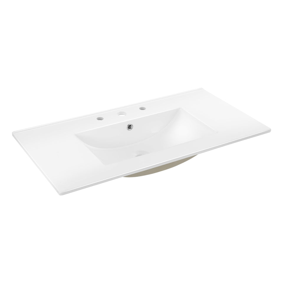 Jonathan Y SNK1003A basin front view with a durable, timeless white ceramic surface for daily use