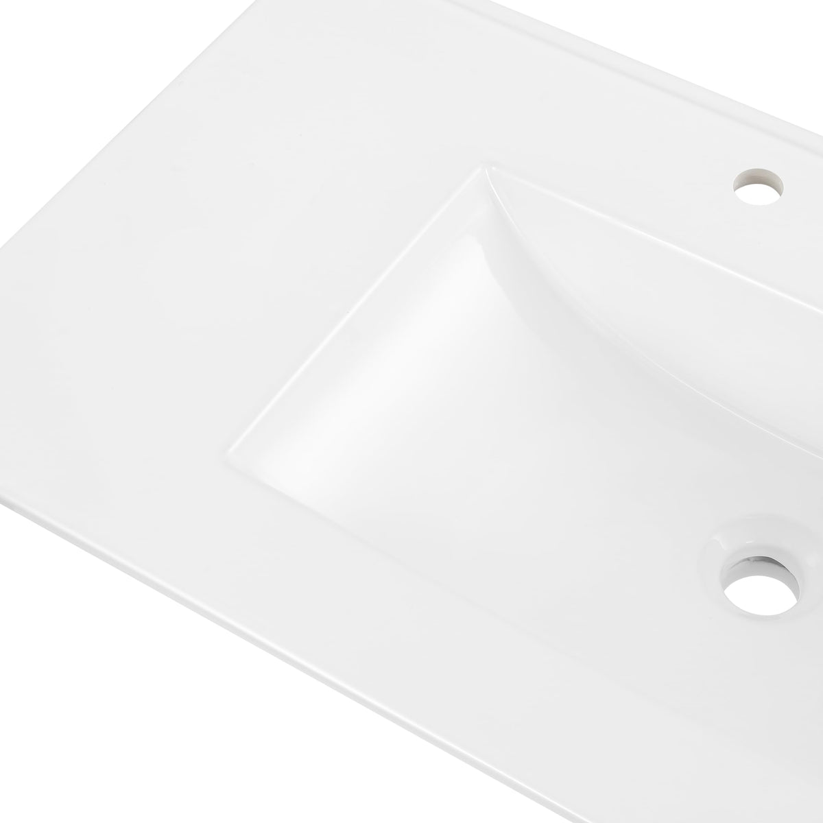 Jonathan Y SNK1003A glossy white finish reflecting light in a modern bath