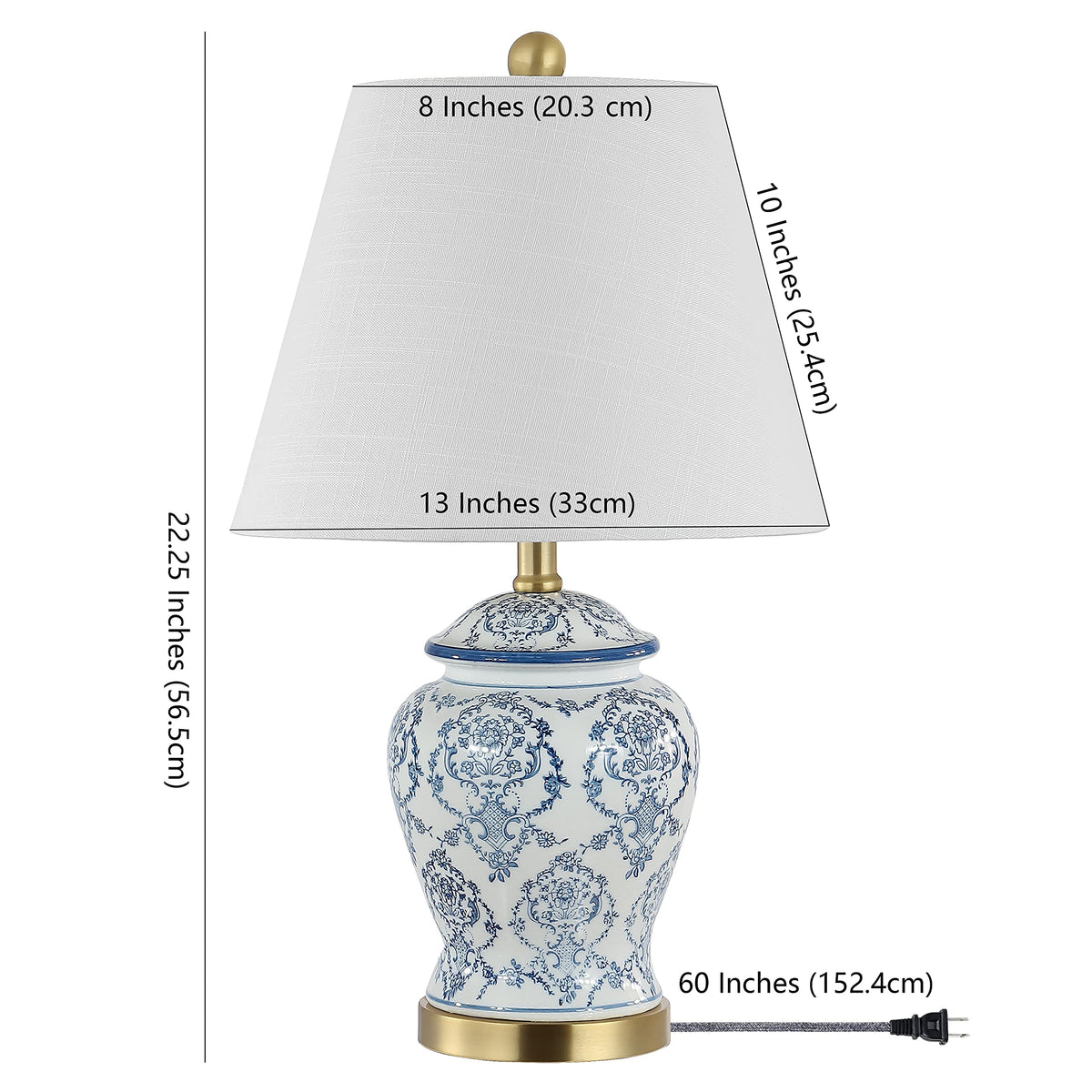 JONATHAN Y urn lamp on a living room surface, showcasing classic styling