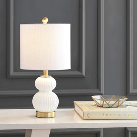 Jonathan Y white linen drum shade for soft ambient lighting