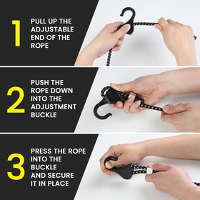 Joneaz bungee cords plastic hook for quick locking.