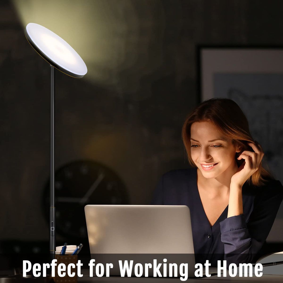 JOOFO floor lamp with remote control for convenient, sofa-side lighting.