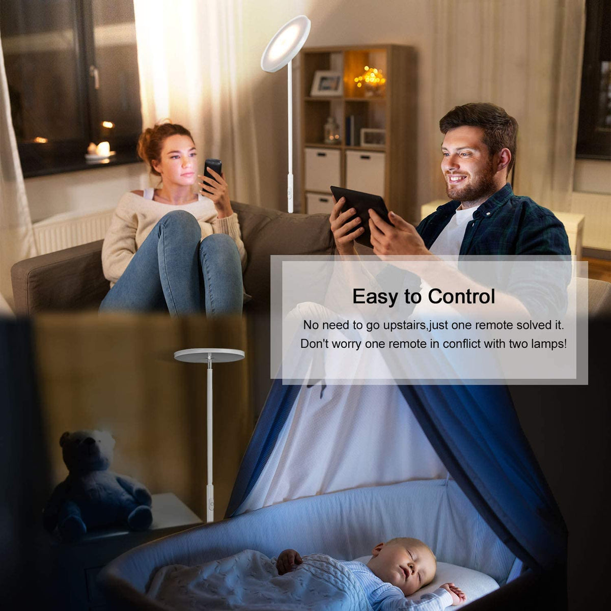 JOOFO floor lamp remote control for convenient adjustments from anywhere.