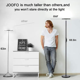 JOOFO floor lamp slim base fits under couches and in tight spaces.