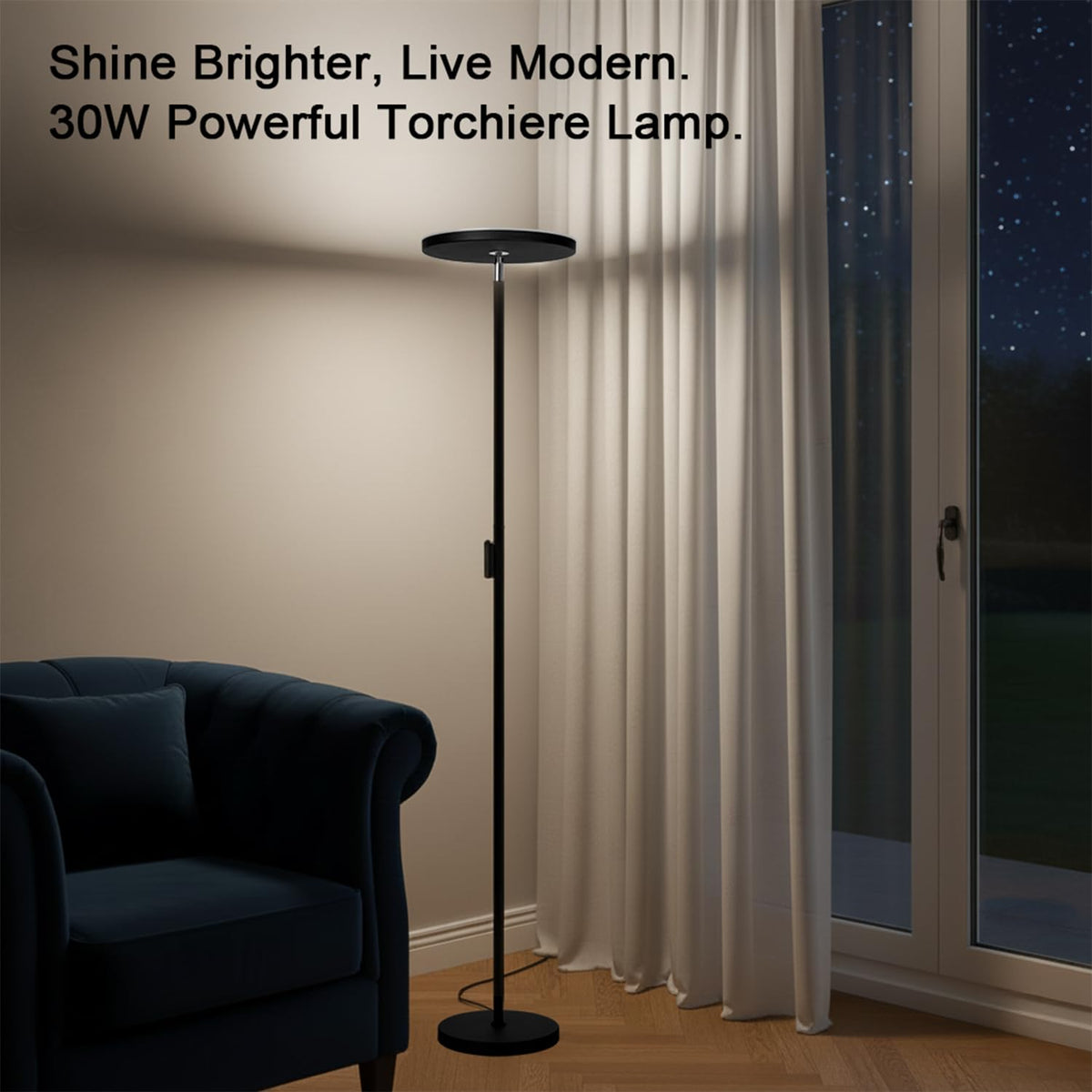 JOOFO floor lamp touch control with stepless dimming for precise lighting.