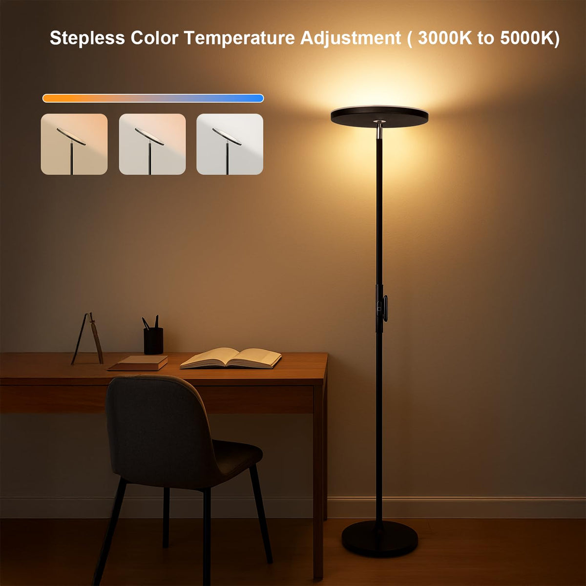 JOOFO floor lamp provides wide illumination to brighten the entire room.