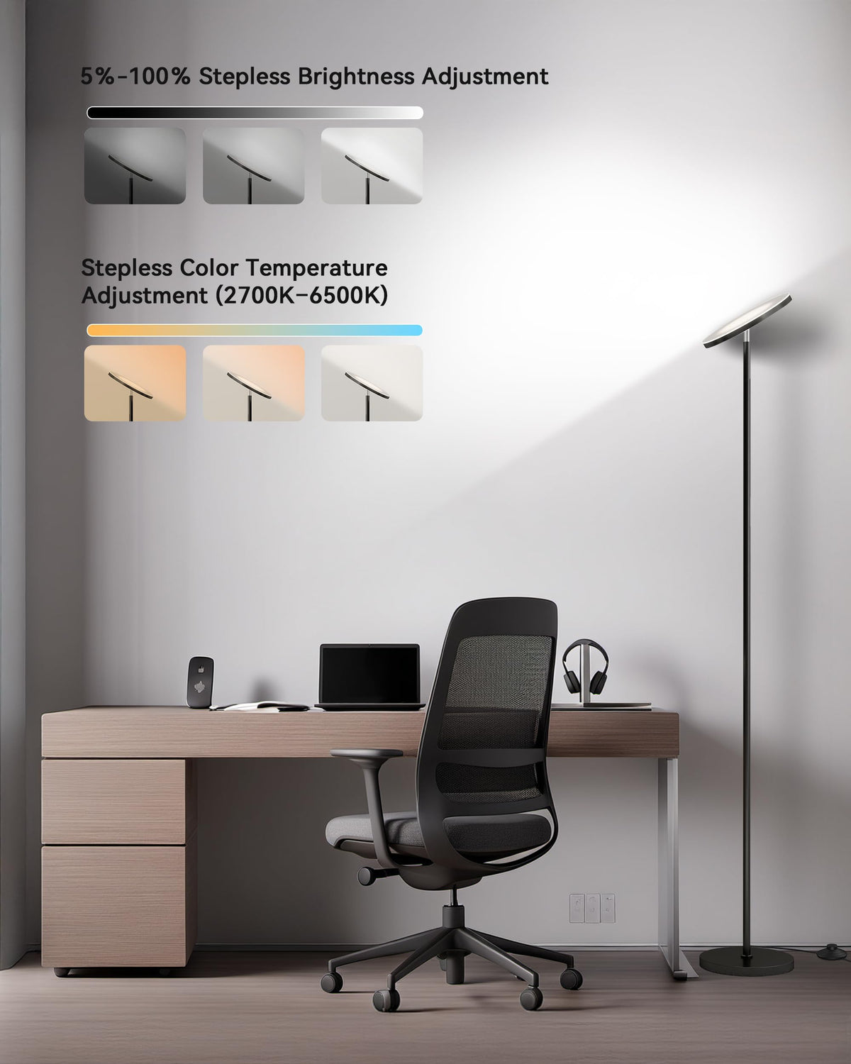 JOOFO LED floor lamp remote control enables easy brightness adjustments