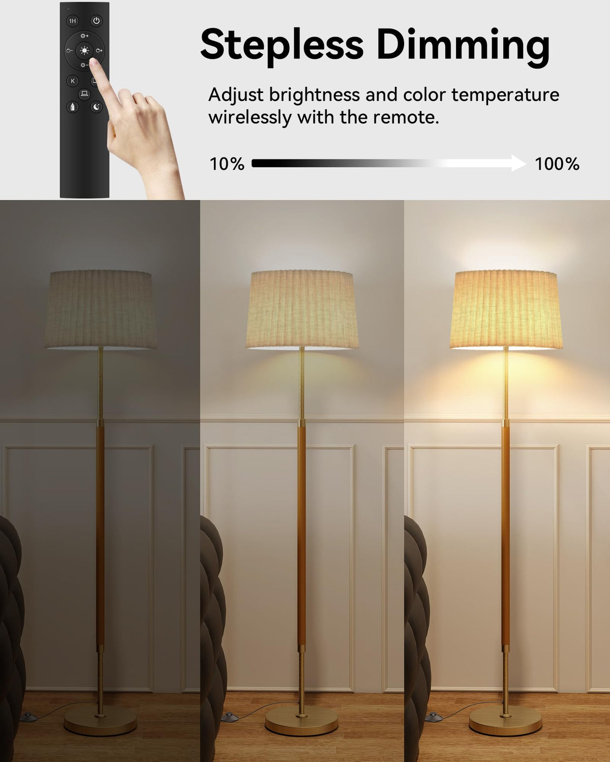 JOOFO wood shade diffusion creates soft, comfortable lighting.