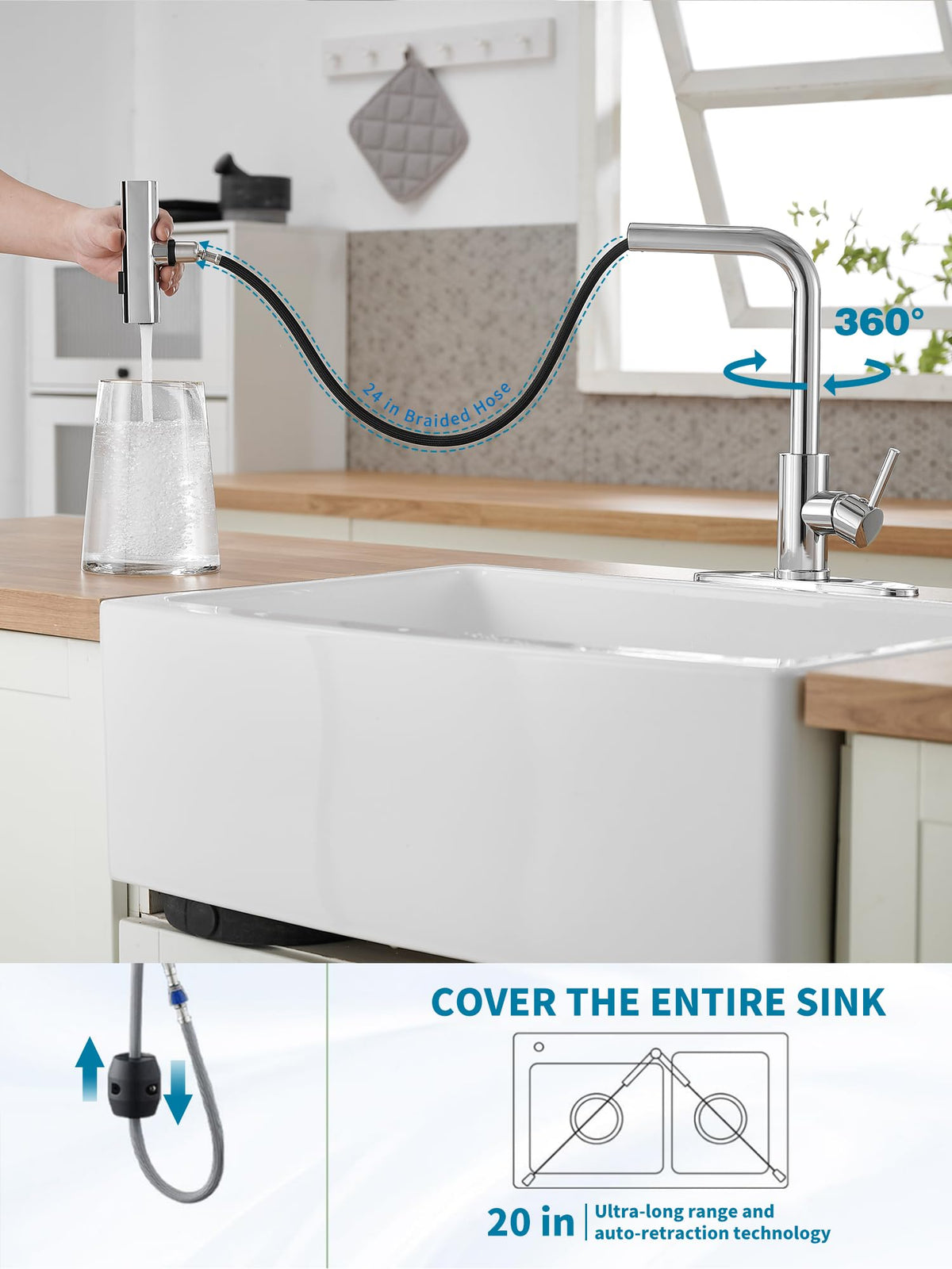 JOOM 3-function spray modes provide power, delicate rinsing, and wide coverage