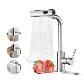 JOOM kitchen faucet with pull-down sprayer in action for thorough, flexible cleaning