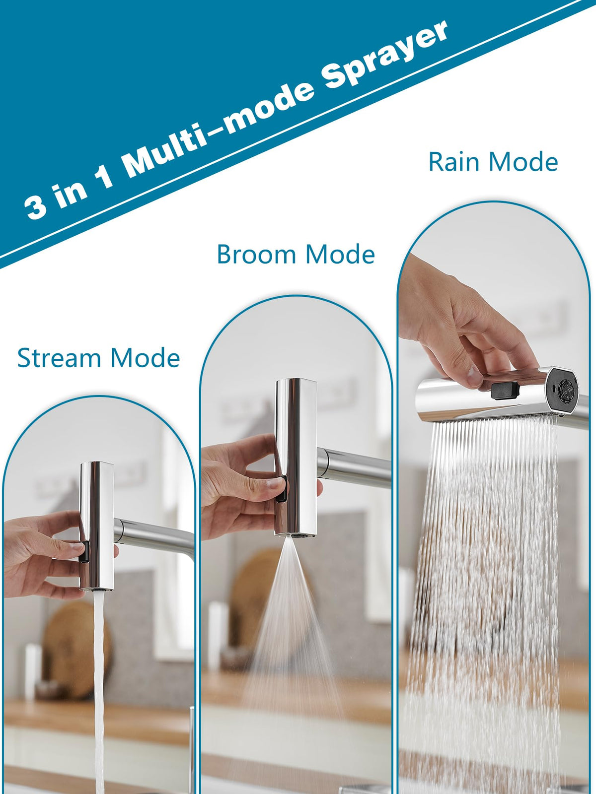 JOOM waterfall kitchen faucet emphasizes elegant water flow for a modern sink