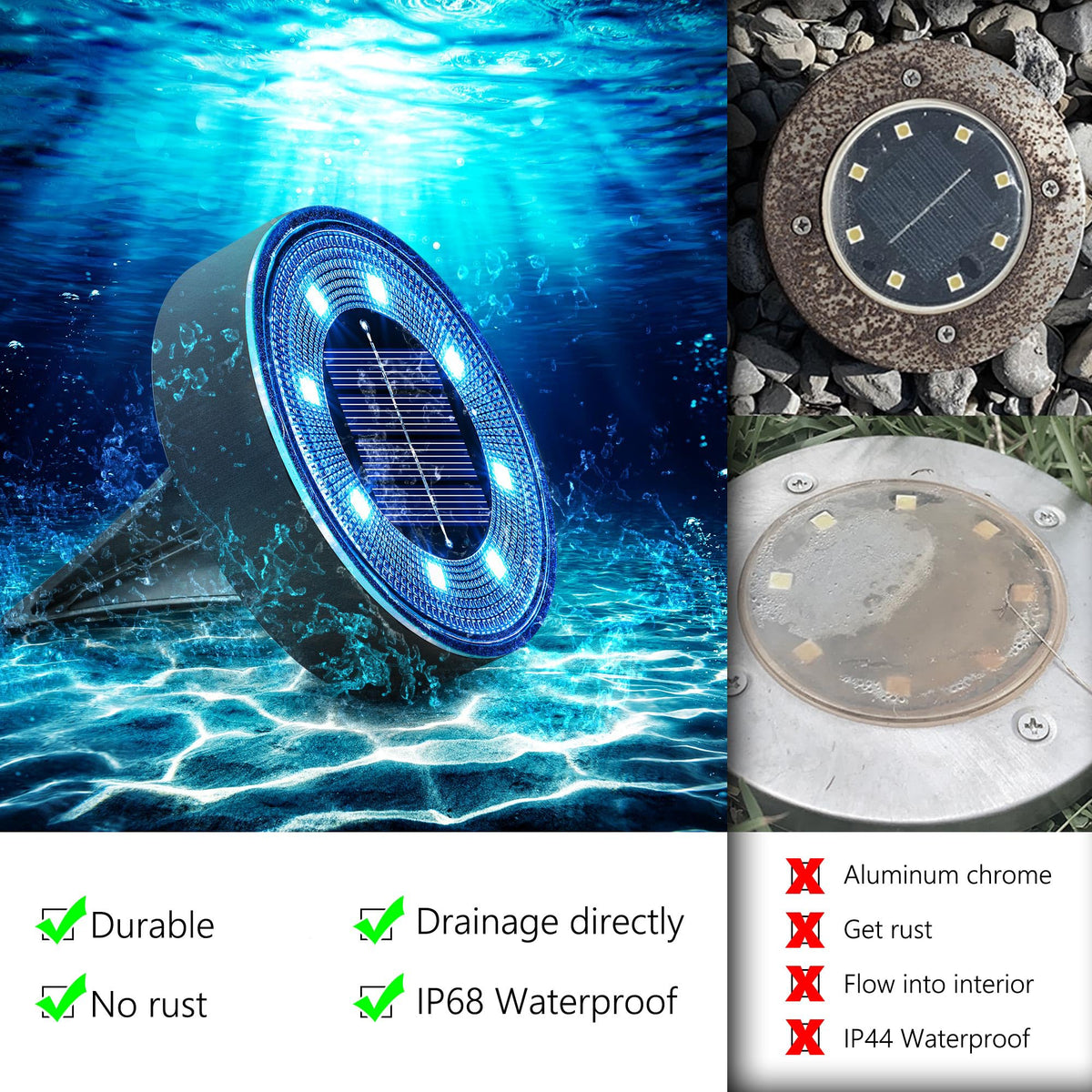 Joomer Solar Ground Light disc blue IP68 waterproof for year-round outdoor use