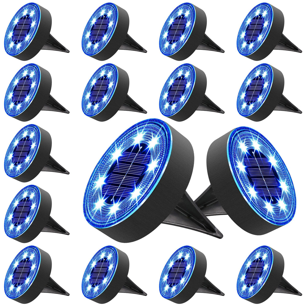 Joomer Solar Ground Light disc blue in-pack for pathways, energy-efficient outdoor illumination