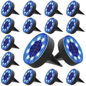 Joomer Solar Ground Light disc blue in-pack for pathways, energy-efficient outdoor illumination