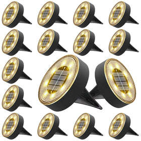 Joomer solar ground lights with 8 LED bulbs illuminate walkways at dusk