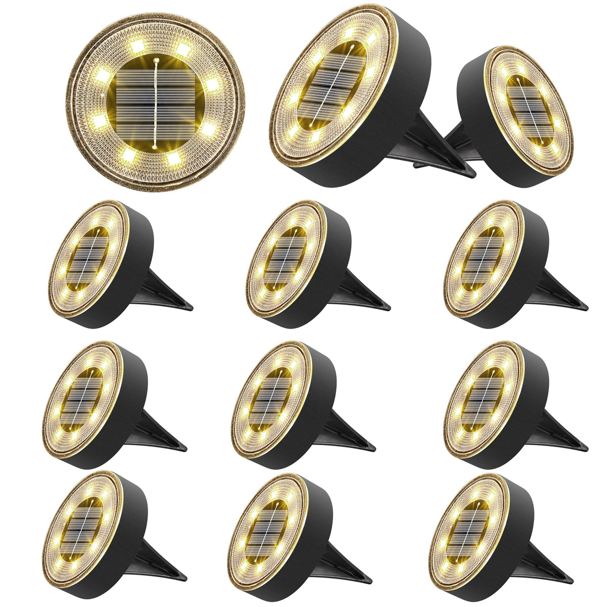 Joomer Solar Ground Lights with eight LEDs illuminating a garden path