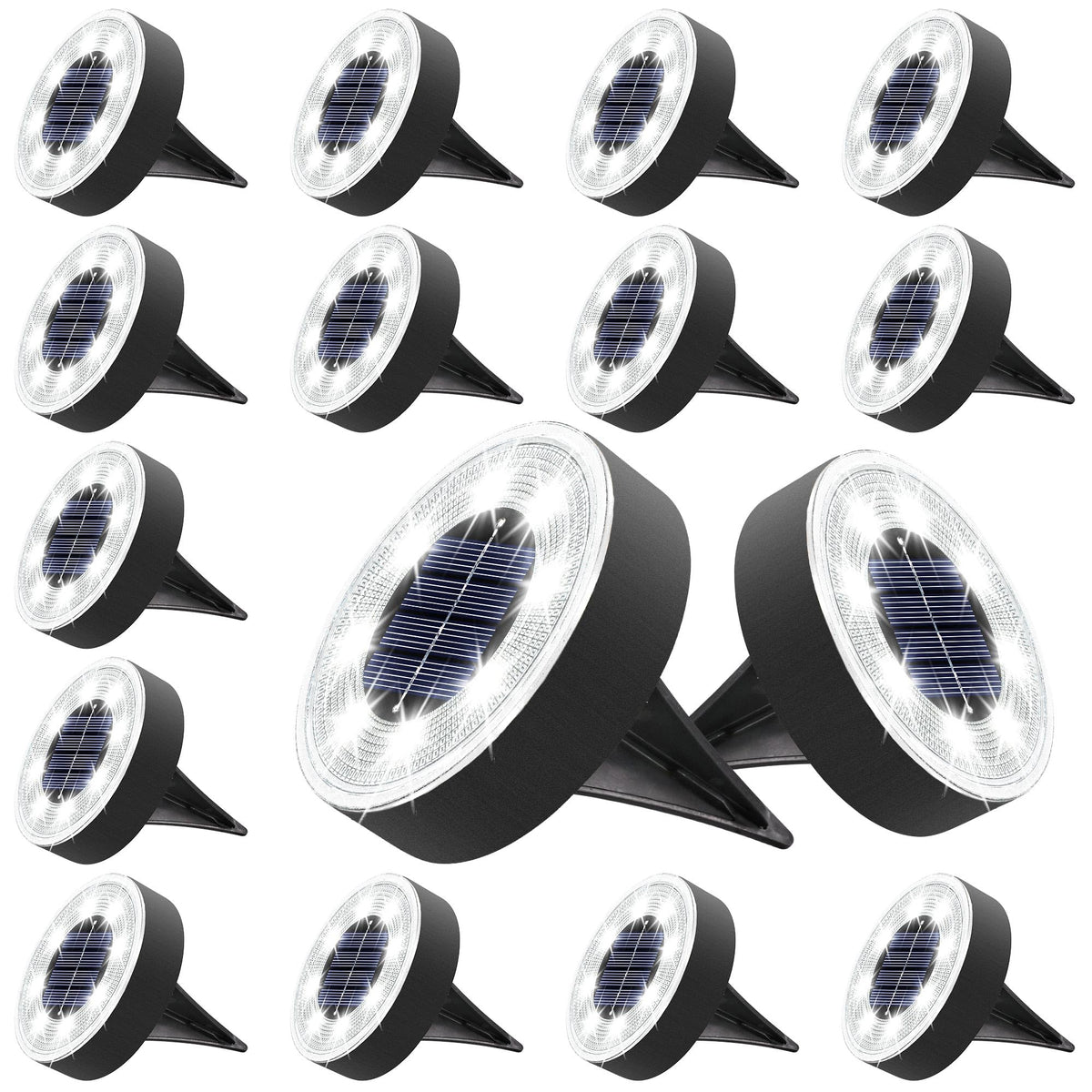 Joomer solar ground lights 8-led discs illuminate pathways at night