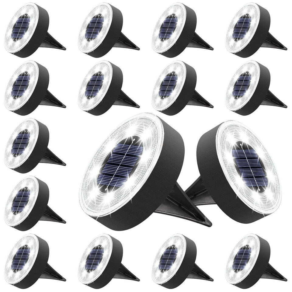 Joomer solar ground lights 8-led discs illuminate pathways at night