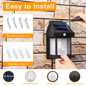 Joomer Solar Wall Light in dusk-to-dawn mode providing steady night glow