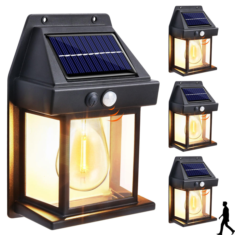 Joomer solar wall light four-pack front door enhances curb appeal and security.