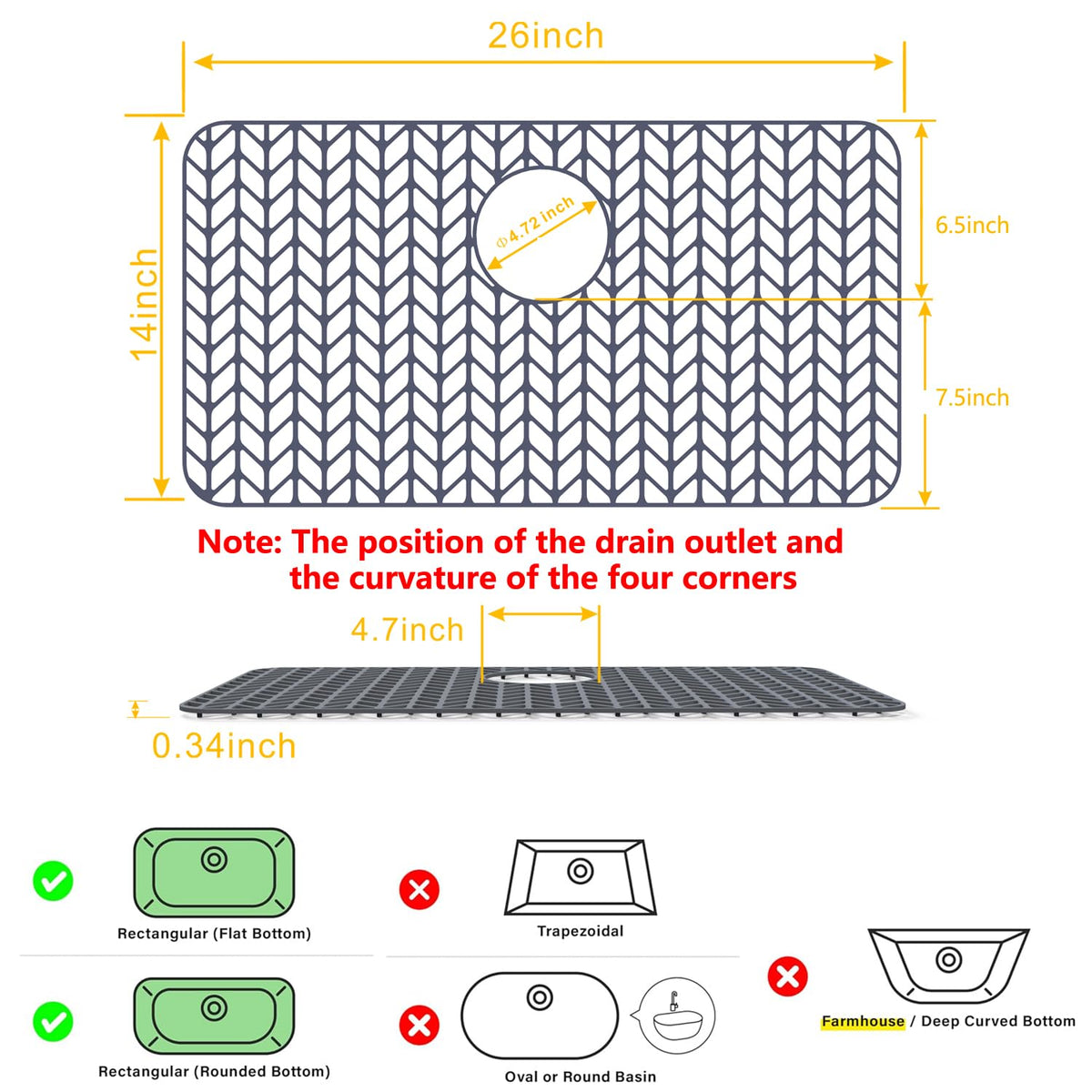 JOOKKI silicone sink mat easy-clean surface resists stains