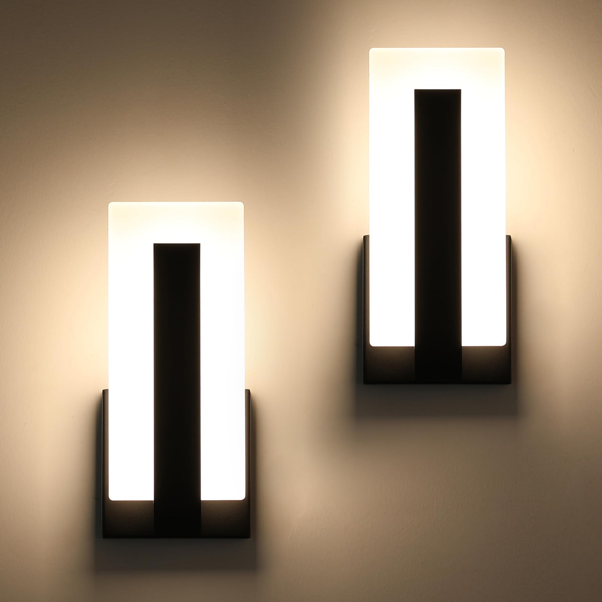 Joosenhouse LED wall sconce set of 2 in black with warm 3000K light for hallways