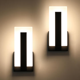 Joosenhouse LED wall sconce set of 2 in black with warm 3000K light for hallways