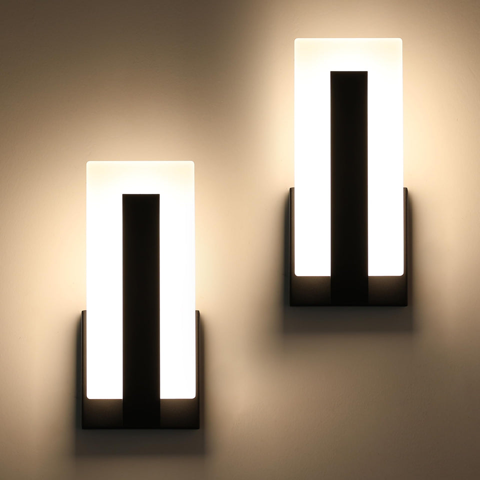 Joosenhouse LED wall sconce set of 2 in black with warm 3000K light for hallways