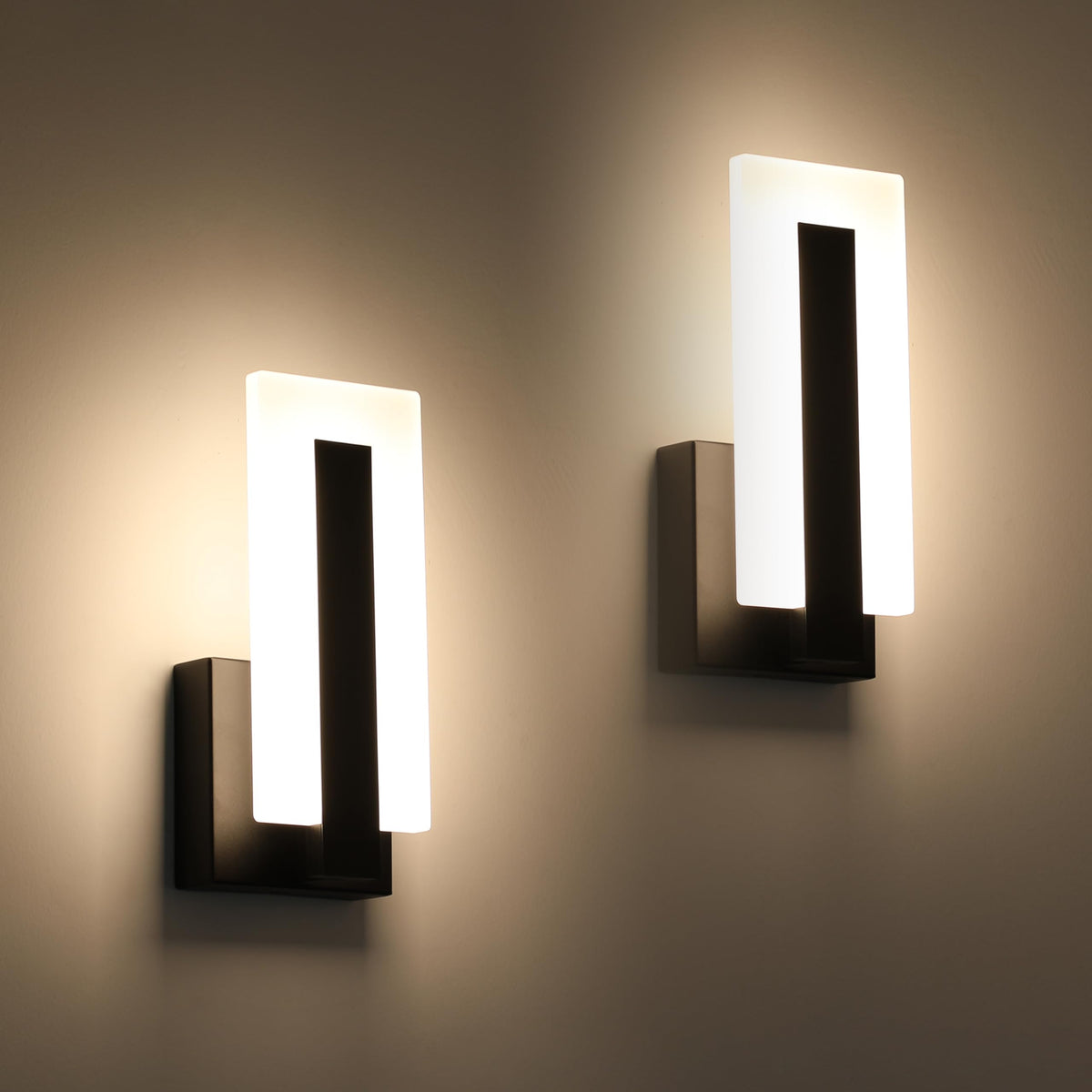 Joosenhouse modern LED wall sconce up-down black 2-pack for versatile ambient lighting
