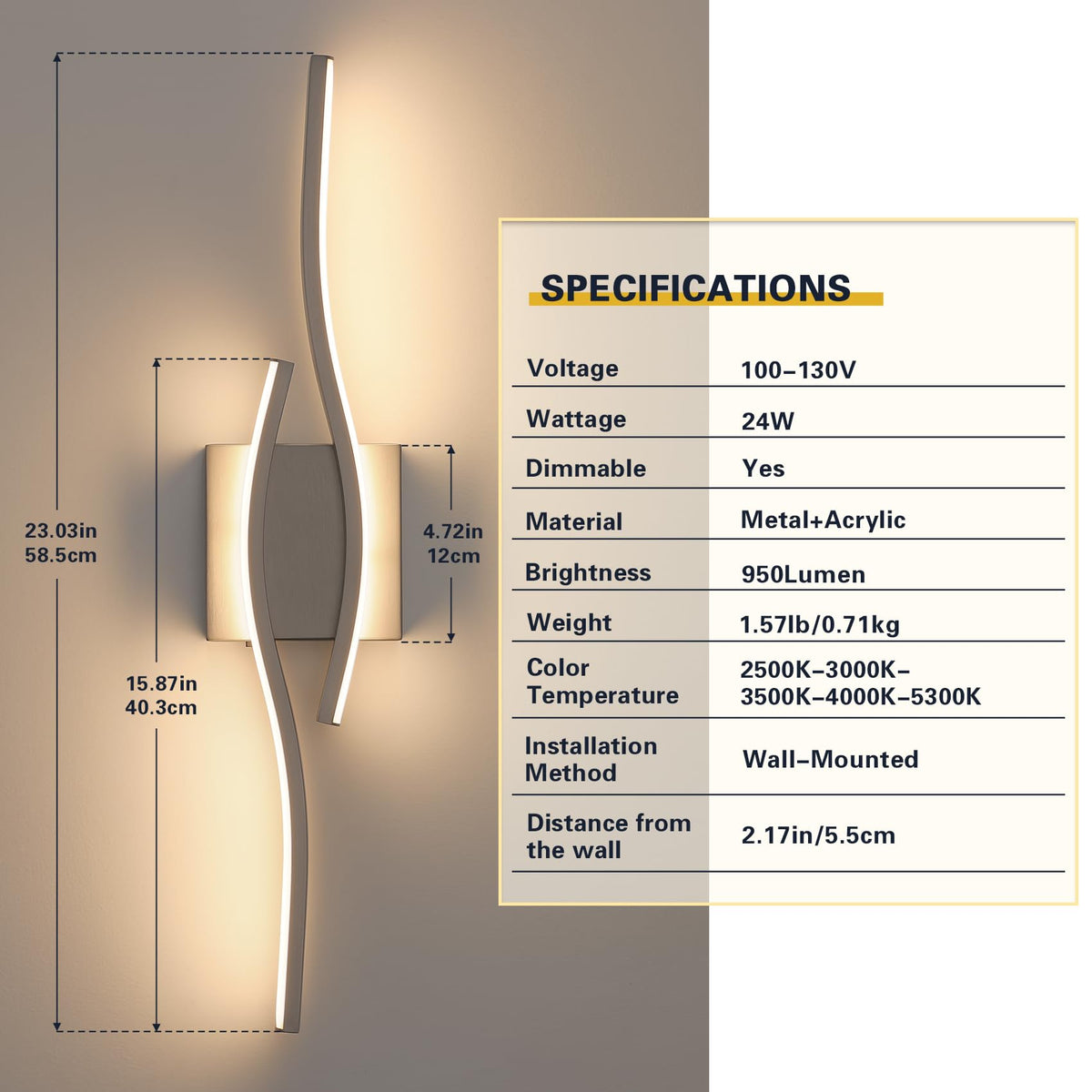 Joossnwell diffusered vanity light with durable metal frame
