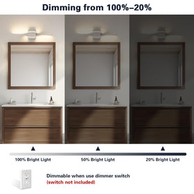 Joossnwell vanity light installed horizontally above a wide mirror