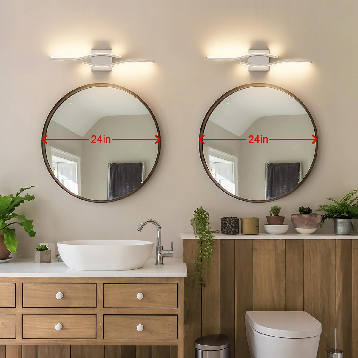 Joossnwell slim 23-inch vanity bar with brushed nickel finish