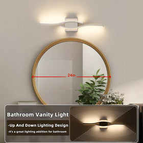 Joossnwell vanity light installed vertically beside a tall mirror