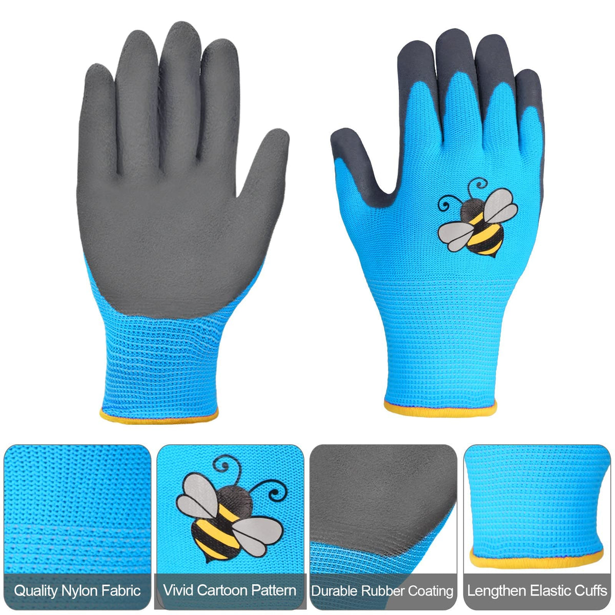 Joottuan kids gardening gloves green pair keeps dirt out with extended cuffs.