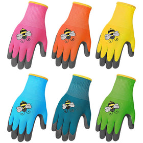 Joottuan kids gardening gloves pink pair provide a soft grip for small hands.
