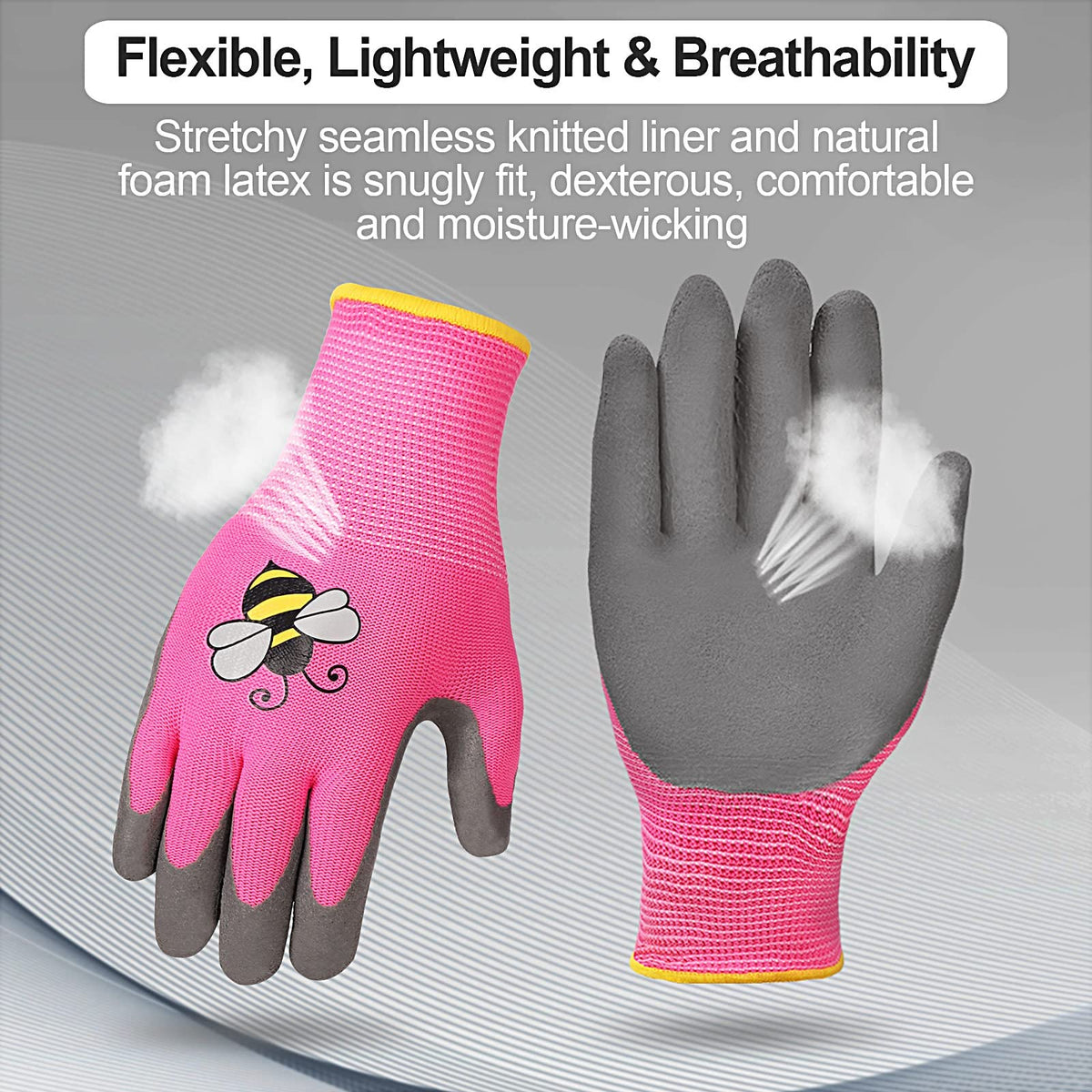 Joottuan kids gardening gloves turquoise pair breathable and comfortable for long projects.