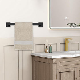 JOPOFI 15.7-inch towel bar in matte black enhances wall storage