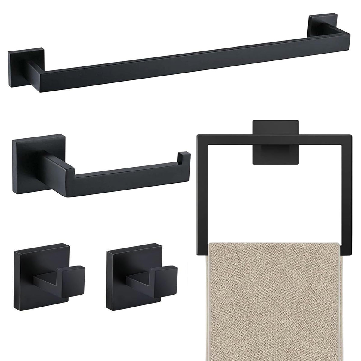 JOPOFI 5-piece towel bar set, 23.6 inch, durable SUS304 stainless steel for steady drying