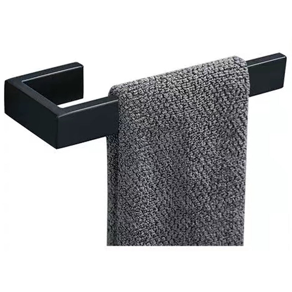JOPOFI hand towel holder front view in matte black finish for modern bathrooms