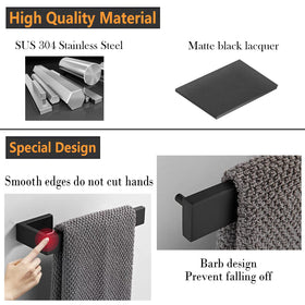 JOPOFI matte black towel rack suitable for bathroom, kitchen, or laundry areas