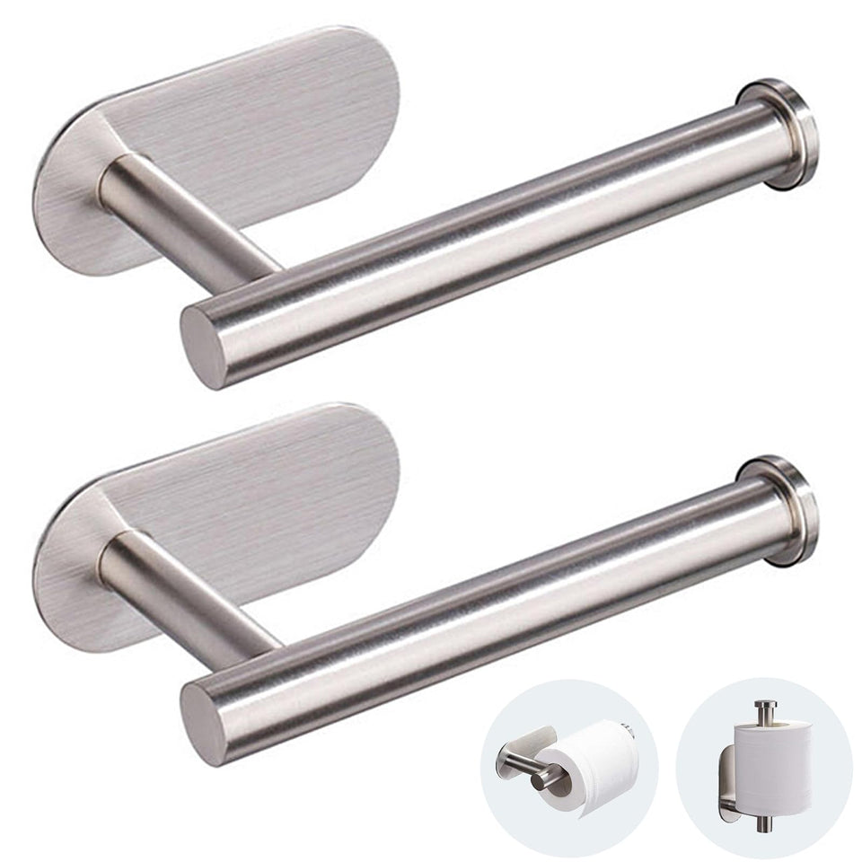JOPOFI brushed-nickel toilet paper holder mounted on smooth wall using adhesive