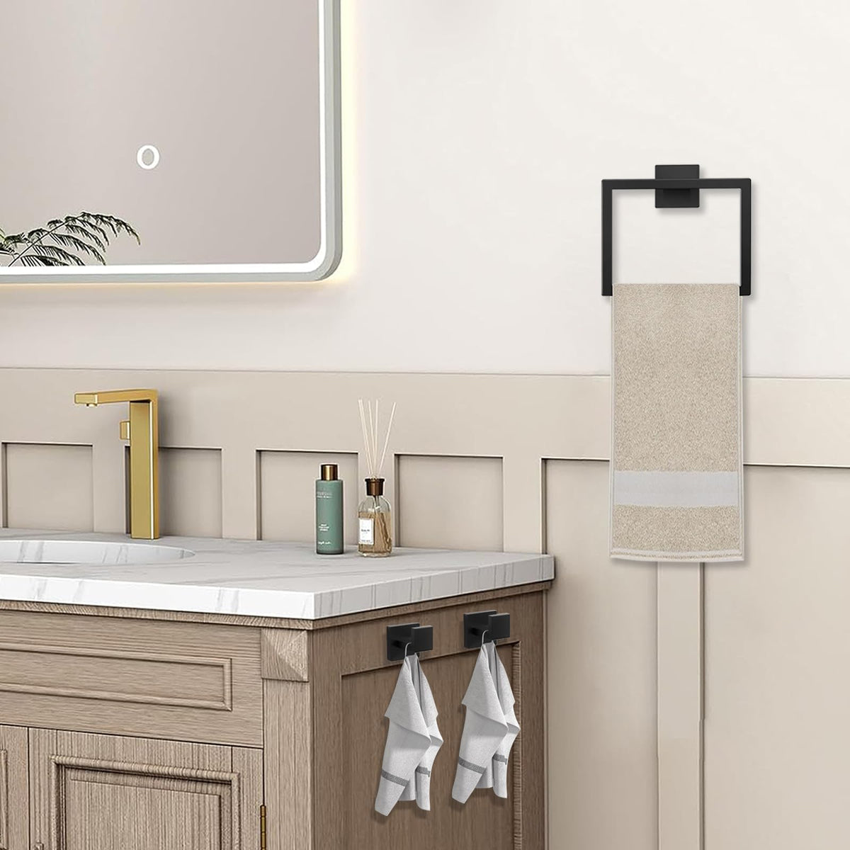 JOPOFI toilet paper holder with matte black finish for easy reach