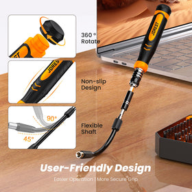 JOREST flexible shaft and extended rod reach tight spaces in devices.