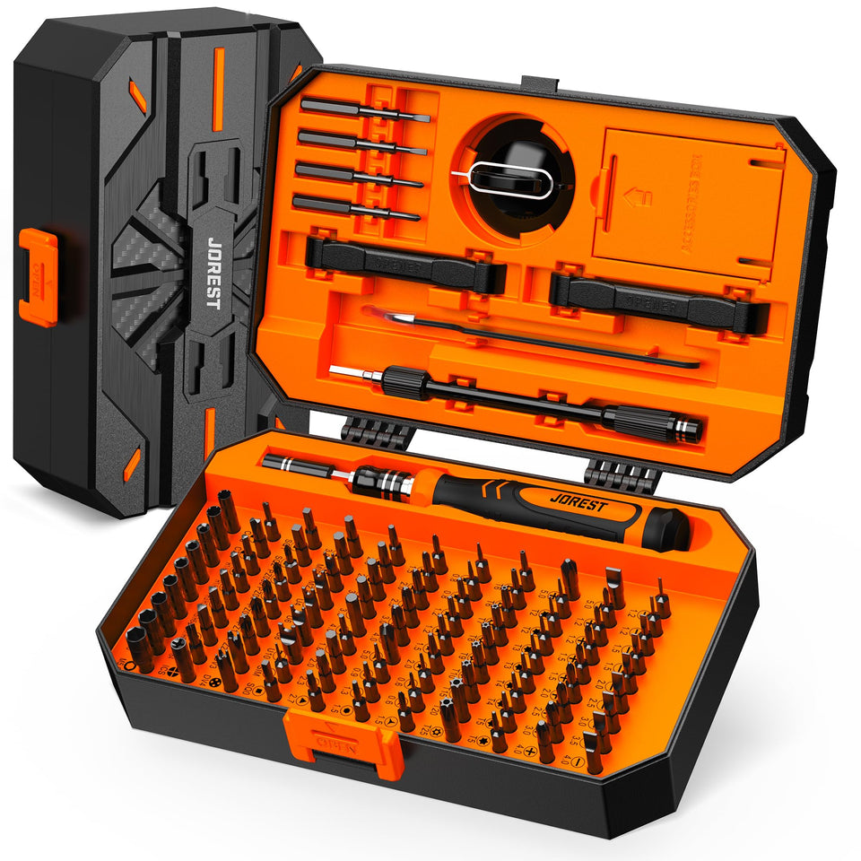 JOREST 115-in-1 screwdriver set with ergonomic grip for comfortable repairs.